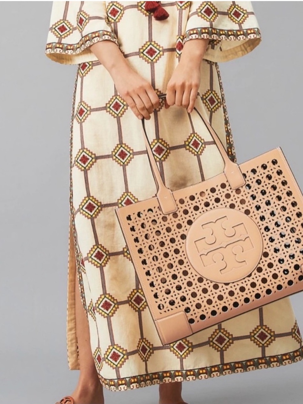 Tory Burch Ella Basketweave Leather Tote - Picture 10 of 10